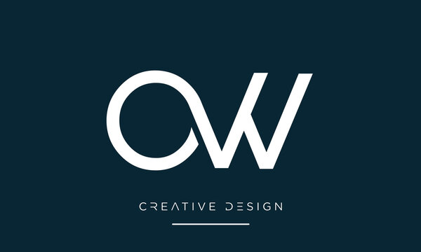 OW or WO Alphabet letters logo monogram