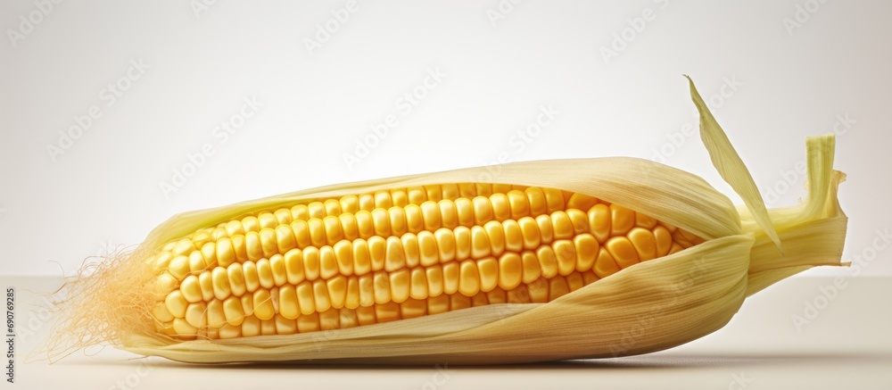 Poster set macro kernel corn isolated on white background. copyspace image. header for website template