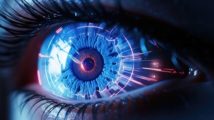Robot eye technology scan artificial cyborg wallpaper background