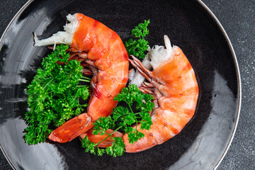 gambas langoustine large shrimp delicious prawns ready to eat healthy eating cooking appetizer meal food snack on the table