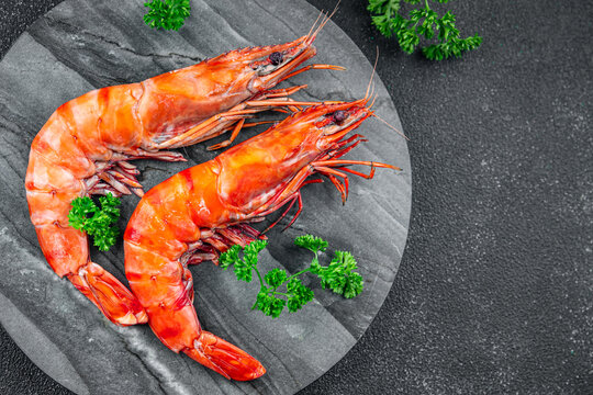 gambas langoustine large shrimp delicious prawns ready to eat healthy eating cooking appetizer meal food snack on the table