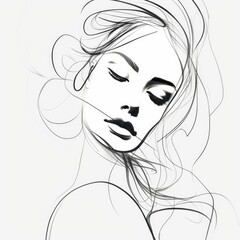 A drawing of a woman with long hair. Can be used for fashion illustrations or beauty-related projects