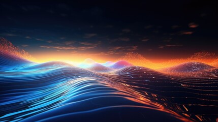 A computer-generated image capturing the dynamic movement of a wave in the ocean. Ideal for illustrating the power and beauty of nature.