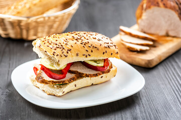 homemade roasted ham sandwich