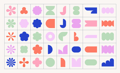 Flat modern geometric shapes. Retro abstract vector elements set