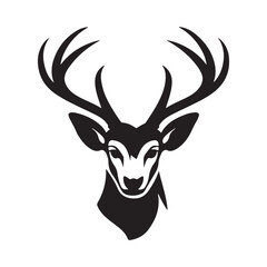 Deer Head Silhouette Hand Drawn Vector Illustration. Elk Symbol Graphic Element