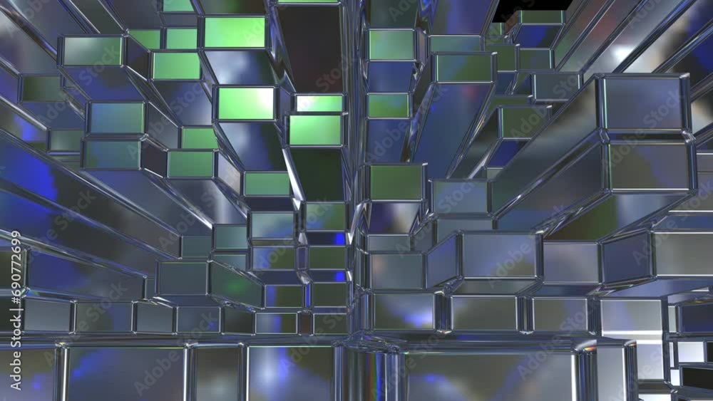 Poster abstract technology background with light cubes animation