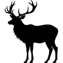 deer stag black silhouette hunting logo vector