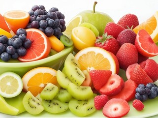 Naklejka na ściany i meble fresh fruits on a plate
