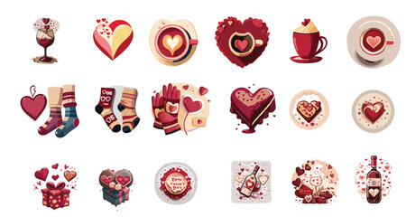 Valentine Day Vector Sticker Set