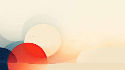 Abstract background with overlapping circles and gradient colors in red, blue, and beige tones, suitable for modern design elements.