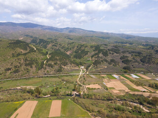 Naklejka premium Aerial view of Petrich valley, Bulgaria