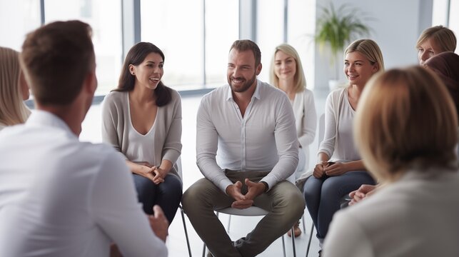 A Group of People Sitting in a Circle Talking
