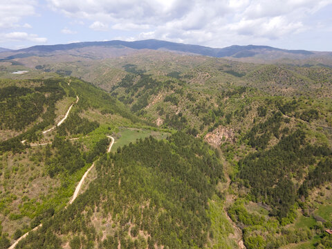 Aerial view of Petrich valley, Bulgaria