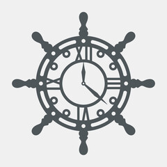 Ship steering wheel clock quality vector illustration cut