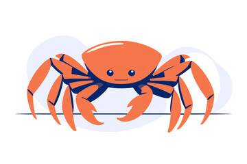 Crab cartoon character, flat vector illustration.
