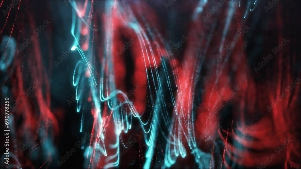 Poster abstract dynamic glowing lines blue red dot futuristic digital luxurious sparkling wave particles fl