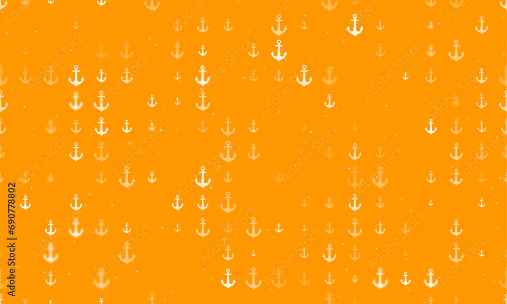 Poster seamless background pattern of evenly spaced white sea anchor symbols of different sizes and opacity