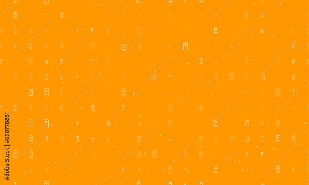 Poster seamless background pattern of evenly spaced white battery symbols of different sizes and opacity. v
