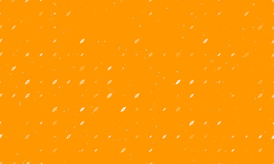 Seamless background pattern of evenly spaced white compass symbols of different sizes and opacity. Vector illustration on orange background with stars