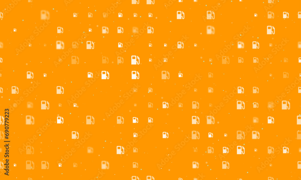 Poster seamless background pattern of evenly spaced white gas station symbols of different sizes and opacit
