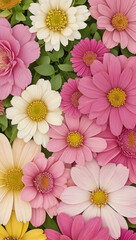 pink and white flowers, wallpaper 