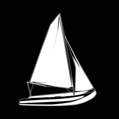 Silhouette vector illustration of a sailing ship