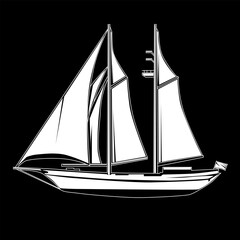 Silhouette vector illustration of a sailing ship