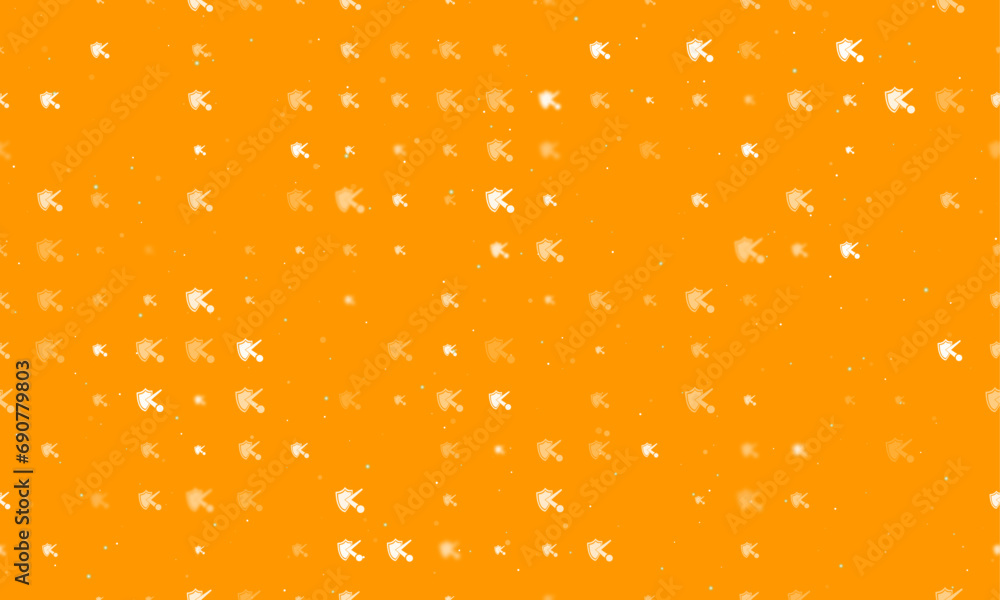 Poster seamless background pattern of evenly spaced white ball bounces off the shield symbols of different 