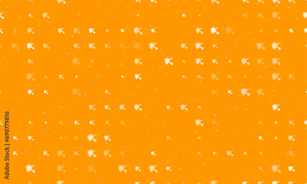 Poster seamless background pattern of evenly spaced white virus bounces off the shield symbols of different