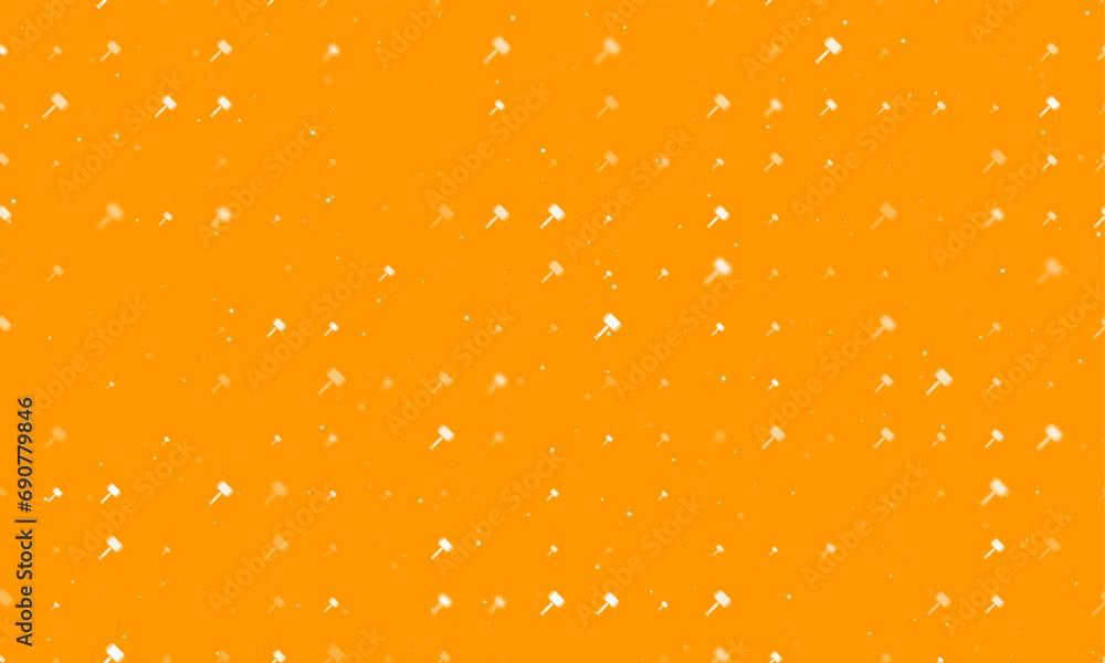 Poster seamless background pattern of evenly spaced white sledgehammer symbols of different sizes and opaci