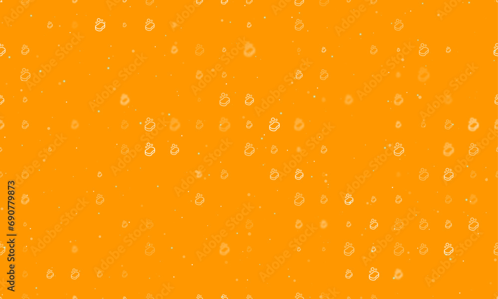 Poster seamless background pattern of evenly spaced white soap symbols of different sizes and opacity. vect