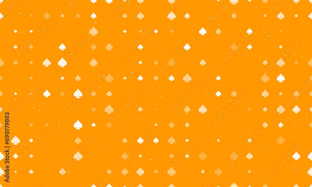 Poster seamless background pattern of evenly spaced white spades of different sizes and opacity. vector ill