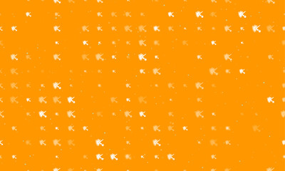 Seamless background pattern of evenly spaced white ball bounces off the shield symbols of different sizes and opacity. Vector illustration on orange background with stars