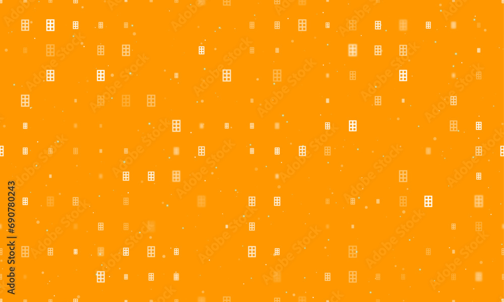 Poster seamless background pattern of evenly spaced white office building symbols of different sizes and op