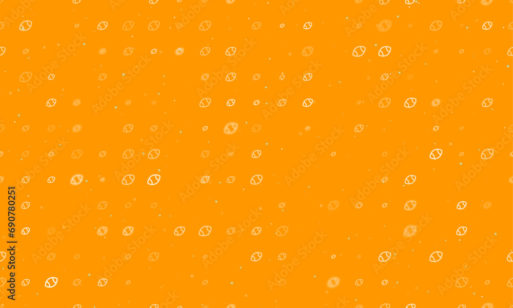 Poster seamless background pattern of evenly spaced white rugby symbols of different sizes and opacity. vec