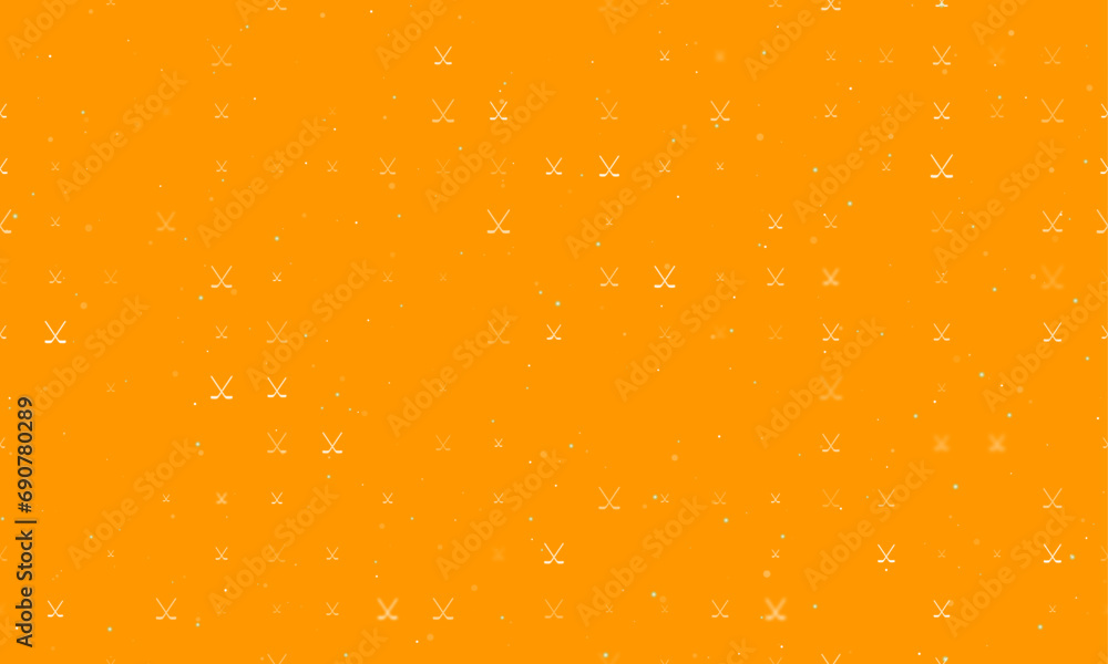 Poster seamless background pattern of evenly spaced white hockey symbols of different sizes and opacity. ve
