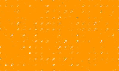 Seamless background pattern of evenly spaced white tennis symbols of different sizes and opacity. Vector illustration on orange background with stars