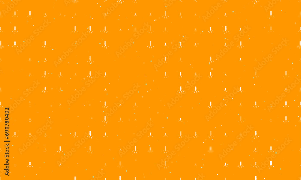 Poster seamless background pattern of evenly spaced white garland light bulb symbols of different sizes and