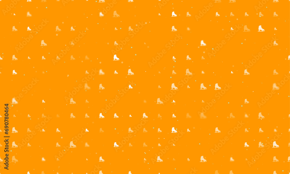 Poster seamless background pattern of evenly spaced white womens ice skates of different sizes and opacity.