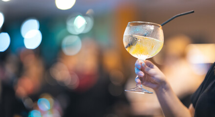 Beverages in the Bar - yellow drink in the glass