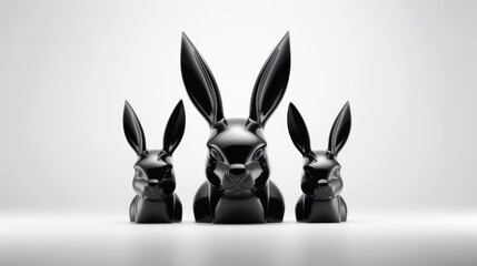 Collection of three blacks rabbits UHD wallpaper