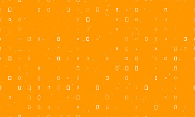 Seamless background pattern of evenly spaced white photo frame symbols of different sizes and opacity. Vector illustration on orange background with stars