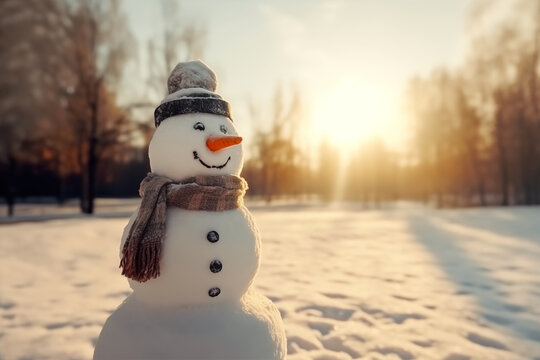 Sunny Frost: Snowman's Charms Shine in the Morning Glow