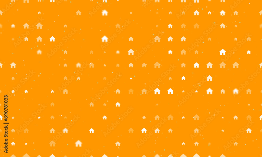 Poster seamless background pattern of evenly spaced white kennel symbols of different sizes and opacity. ve