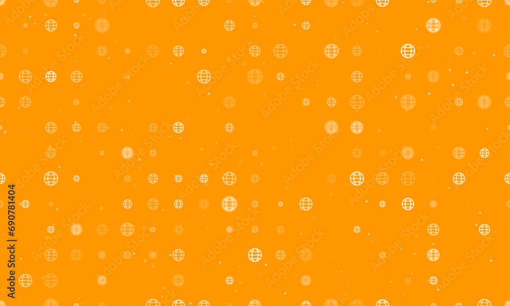 Poster seamless background pattern of evenly spaced white web symbols of different sizes and opacity. vecto