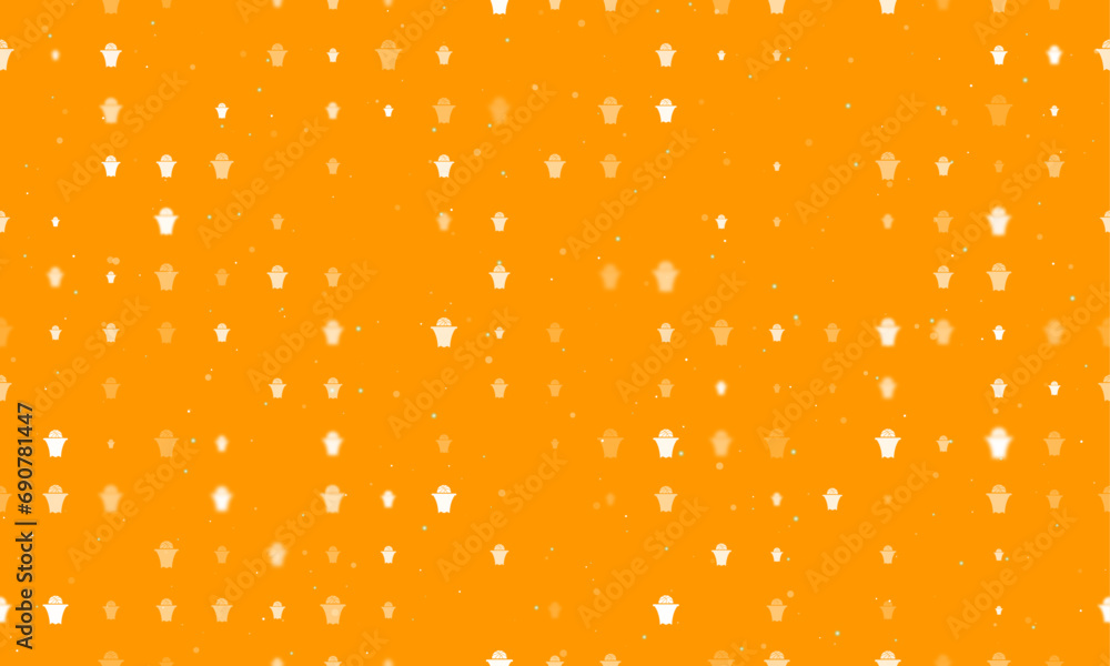 Poster seamless background pattern of evenly spaced white basketball symbols of different sizes and opacity