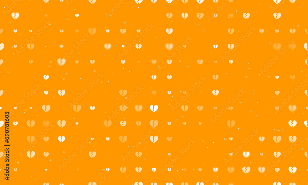 Aufkleber seamless background pattern of evenly spaced white broken heart symbols of different sizes and opaci