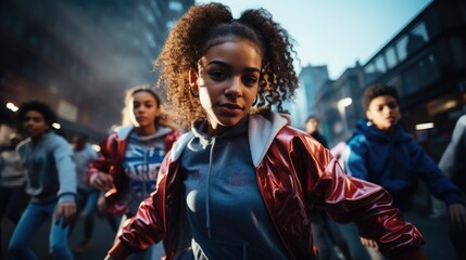 photo of teenagers engaging in a street dance battle captured in an open area