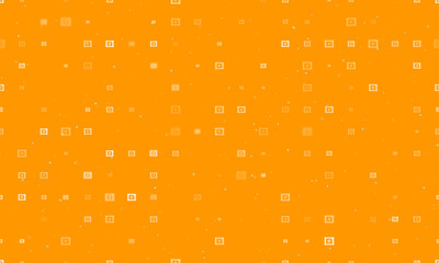 Seamless background pattern of evenly spaced white eSIM symbols of different sizes and opacity. Vector illustration on orange background with stars